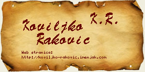 Koviljko Raković vizit kartica